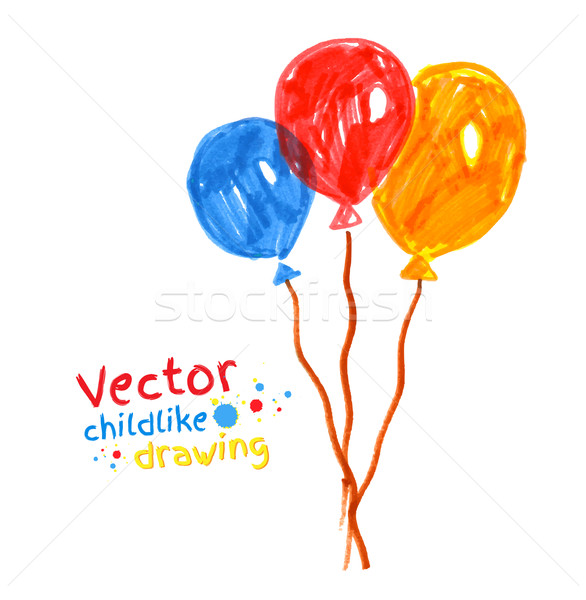 Felt pen childlike drawing of balloons.  Stock photo © Sonya_illustrations