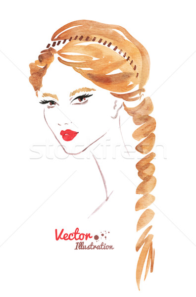 Női arc hajviselet lány divat haj Stock fotó © Sonya_illustrations