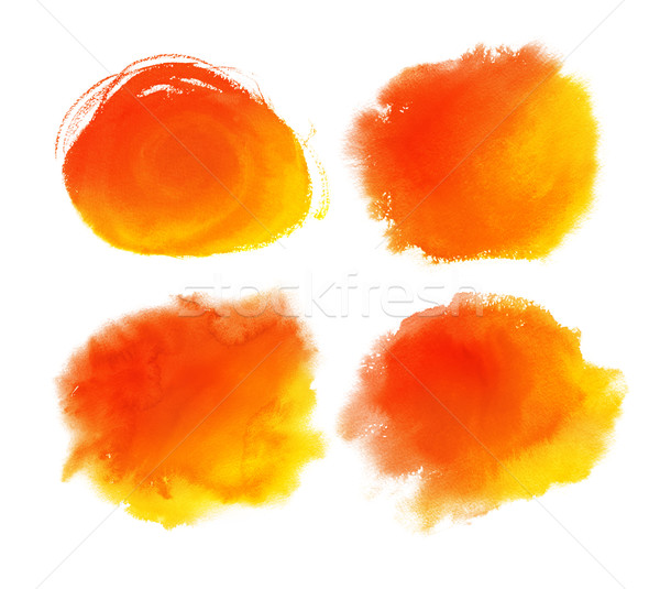 Orange Wasserfarbe Flecken Hand gezeichnet Sammlung malen Stock foto © Sonya_illustrations