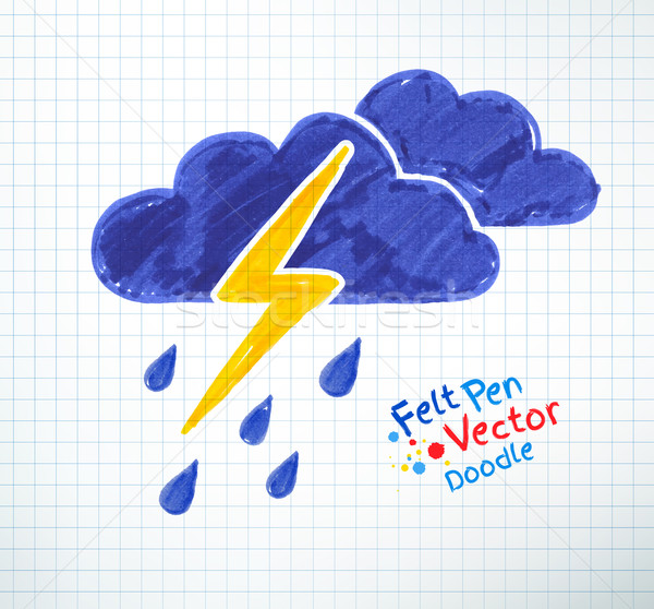 Orage stylo dessin à carreaux portable papier [[stock_photo]] © Sonya_illustrations