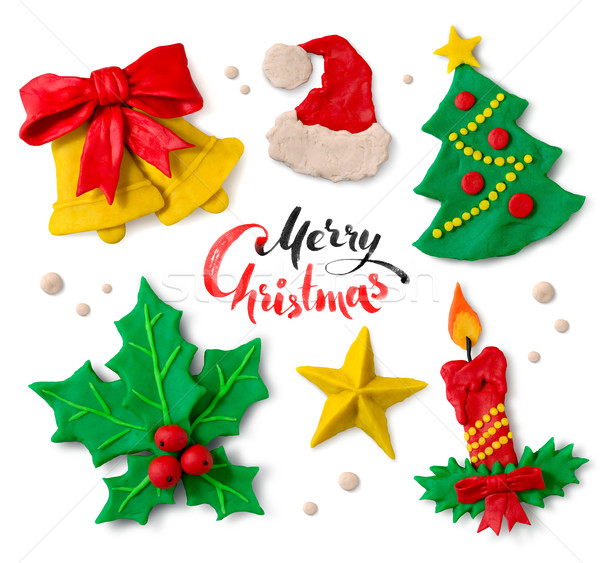 Gyűjtemény karácsony szimbólumok kéz színes fehér Stock fotó © Sonya_illustrations