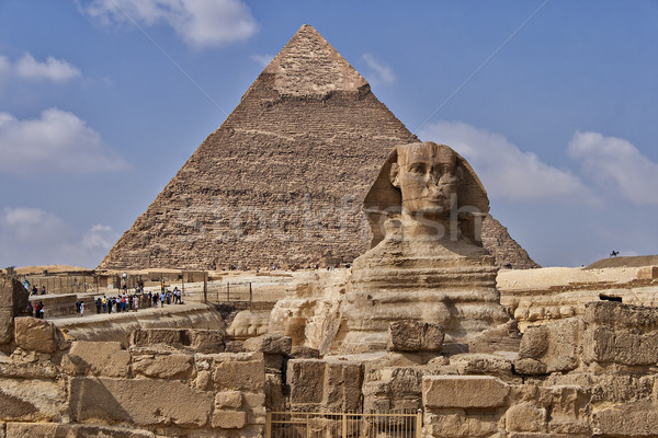 Stock fotó: Piramisok · Egyiptom · kép · nagyszerű · Kairó · égbolt