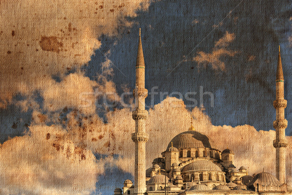 Vintage płótnie wydruku istanbul meczet obraz Zdjęcia stock © sophie_mcaulay