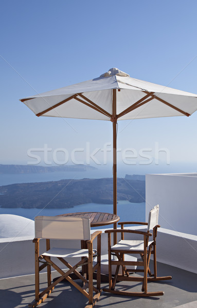 Hermosa santorini vista imagen establecer mesa Foto stock © sophie_mcaulay