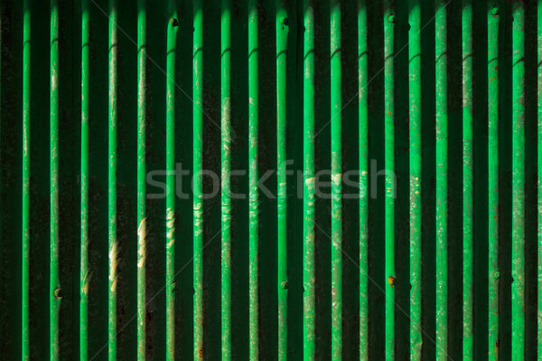 aged corrugated metal wall painted green Stock photo © SophieJames