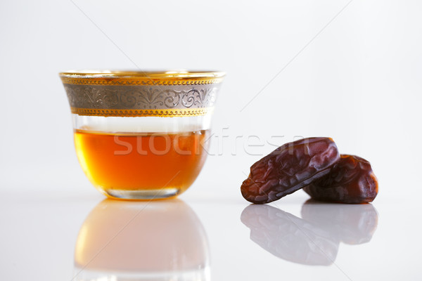 Dried dates and Arabic tea Stock photo © SophieJames