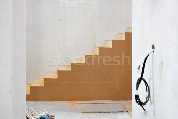 Bouw vooruitgang grafische trappenhuis kabels Stockfoto © SophieJames