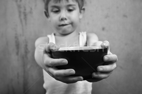 éhség fiatal srác üres tál ki több Stock fotó © soupstock