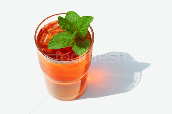 Refreshing Glass of Iced Tea with a sprig of mint Stock photo © soupstock