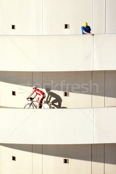 Biciklis lefelé parkolás rámpa verseny város Stock fotó © soupstock