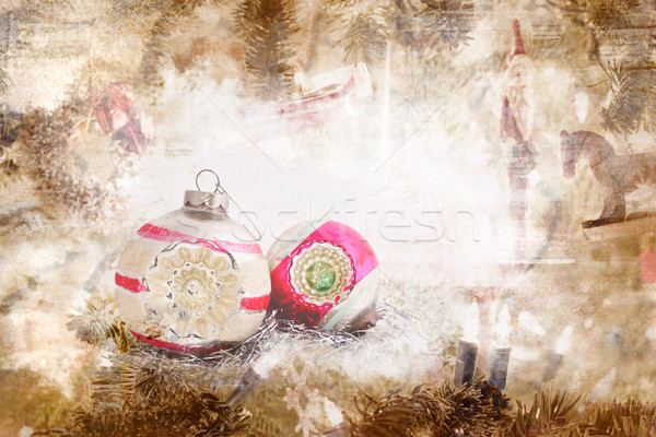 Noel hatıralar natürmort süsler ağaç çerçeve Stok fotoğraf © soupstock
