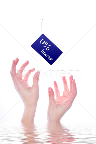 Csali kettő kezek hitelkártya akasztás hal Stock fotó © soupstock