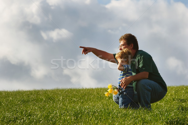 Storm отец руки вокруг сын Сток-фото © soupstock