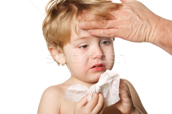 Chorych dziecko nosa ojciec oczy ciało Zdjęcia stock © soupstock