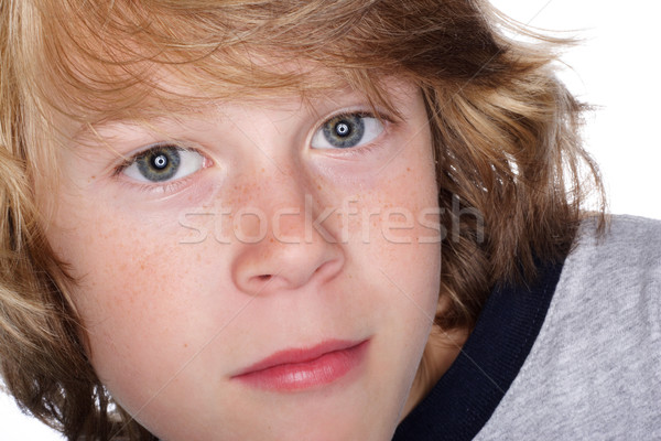 Puber jongen blond haren Blauw Stockfoto © soupstock