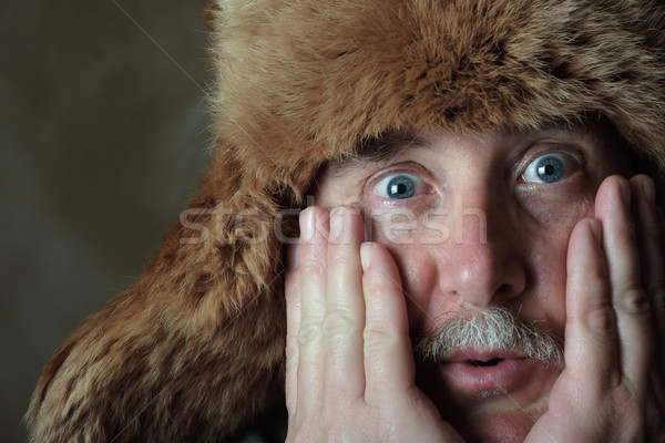 Vecchio inverno guardare faccia indossare Foto d'archivio © soupstock