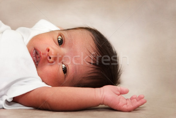 újszülött baba éber fektet gyermek egészség Stock fotó © soupstock