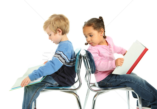 Fille lecture deux enfants livres [[stock_photo]] © soupstock