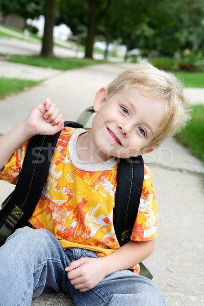 Stockfoto: Wachten · bus · manier · school