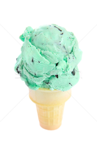 Single cone Mint Chocolate Chip Ice Cream Stock photo © soupstock