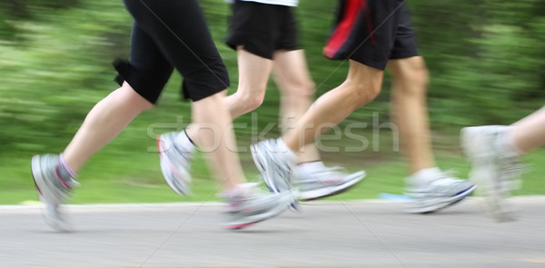 Stock fotó: Maraton · kamera · bemozdulás · közelkép · futók · lábak
