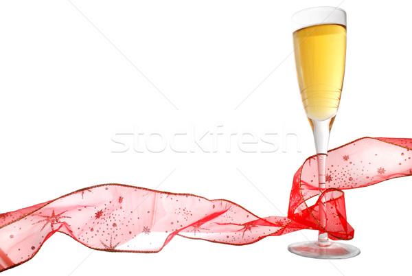 Pezsgő szalag üveg vörös szalag fehér buli Stock fotó © spanishalex