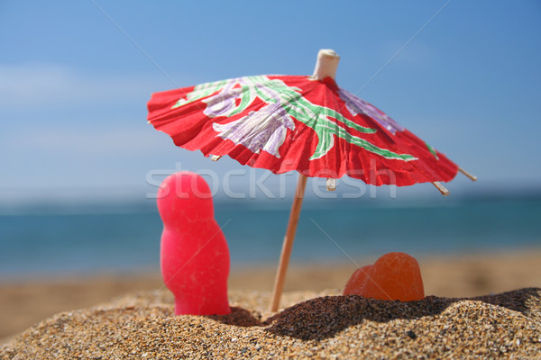 Cukorka világ zselé babák tengerpart koktél Stock fotó © spanishalex