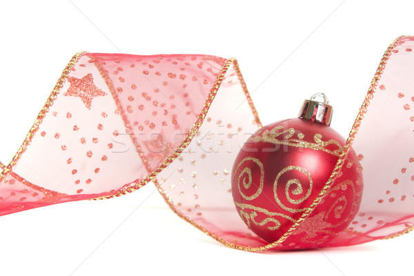 Karácsony szalag csecsebecse fehér labda ünnep Stock fotó © spanishalex