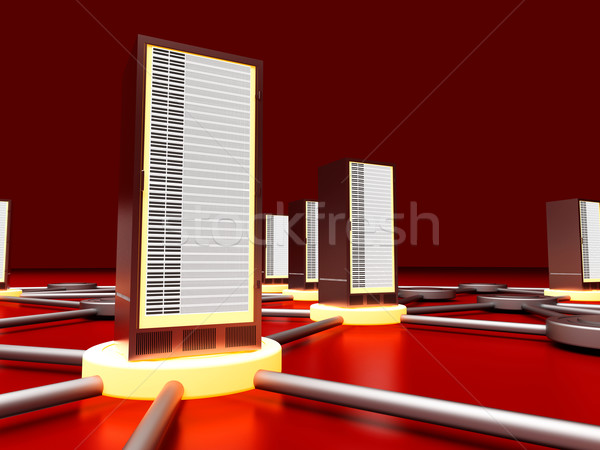 Serverul nor 19 towers 3D Imagine de stoc © Spectral