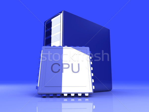 Bureau cpu 3D rendu illustration ordinateur [[stock_photo]] © Spectral