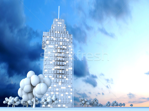 Arquitetura moderna contemporâneo arranha-céu 3D prestados ilustração Foto stock © Spectral