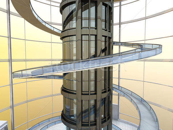 Futuristic arhitectură romane stiintifico-fantastice 3D prestate ilustrare Imagine de stoc © Spectral
