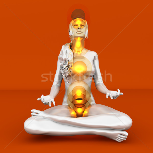 チャクラ 瞑想 女性 フル 3D ストックフォト © Spectral