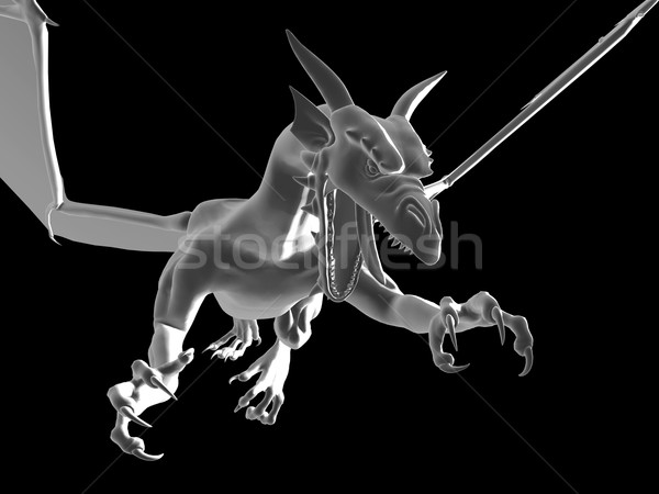 Fantasma dragão 3D fantasia ilustração desenho animado Foto stock © Spectral