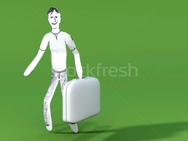 Utazás rajz fickó bőrönd 3D renderelt Stock fotó © Spectral