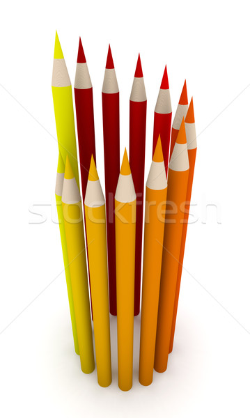 Colorie cercle rouge crayons permanent symbolique [[stock_photo]] © Spectral