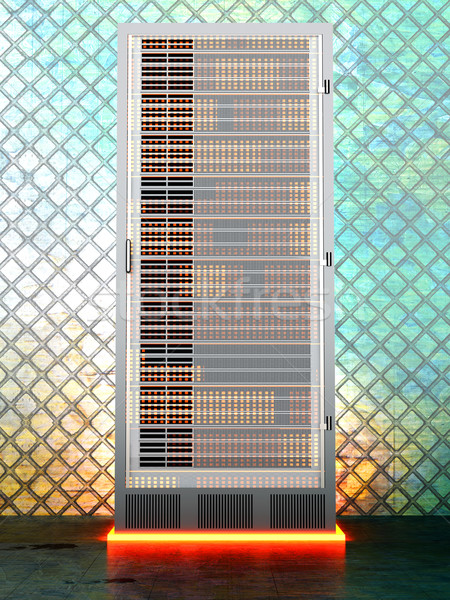 金屬 服務器 房間 鐵 3D 呈現 商業照片 © Spectral