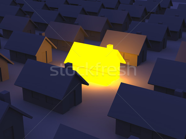 Beleuchtet Spielzeug Haus 3D gerendert Illustration Stock foto © Spectral