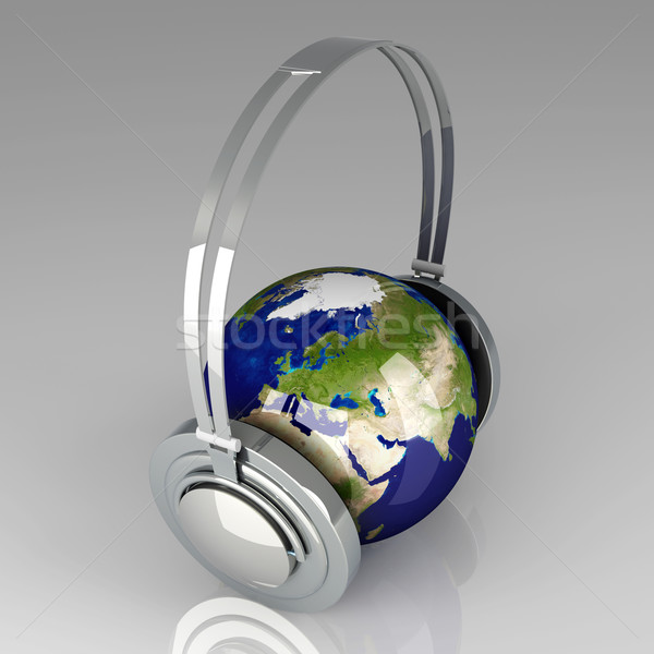 Música Asia auriculares mundo mundo 3D Foto stock © Spectral