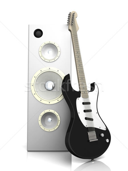 Audio rozrywki 3D świadczonych ilustracja gitara Zdjęcia stock © Spectral