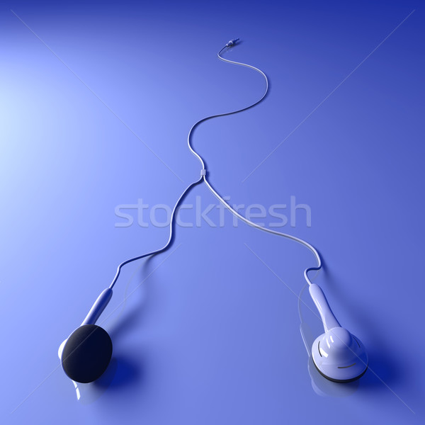 Ohrhörer 3D-Darstellung Kopfhörer Kabel Ohr Grafik Stock foto © Spectral