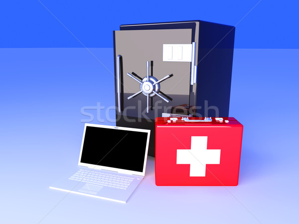 Zdjęcia stock: Laptop · bezpieczeństwa · apartament · 3D · świadczonych · ilustracja