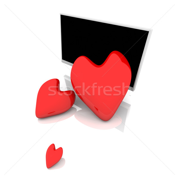Kirakat szeretet 3d illusztráció szélesvásznú szív televízió Stock fotó © Spectral