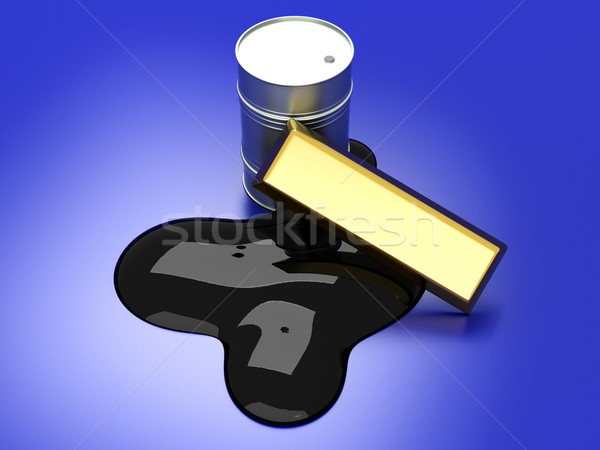 Gold Öl zwei Aktienmarkt 3D gerendert Stock foto © Spectral