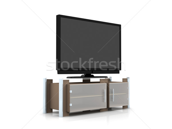 Plazma tv 3d illusztráció izolált fehér bútor Stock fotó © Spectral