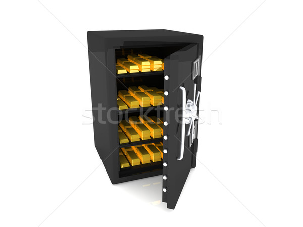 [[stock_photo]]: Or · dépôt · 3d · illustration · isolé · blanche · sécurité