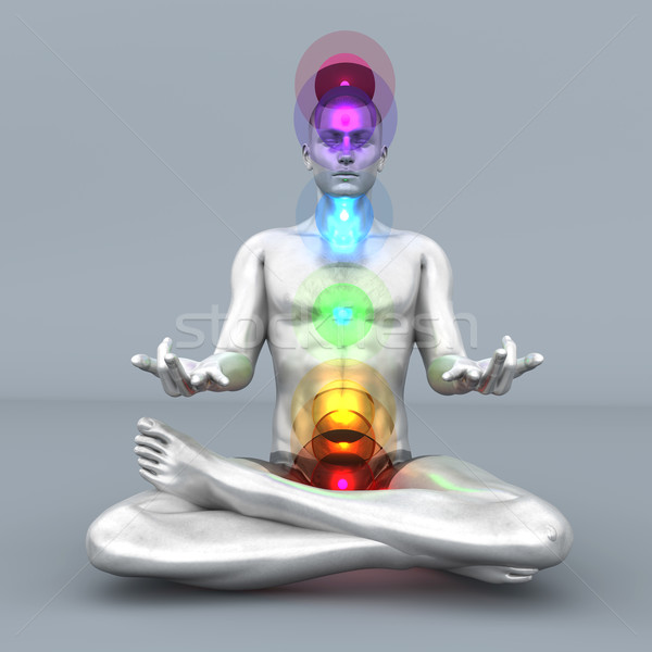 Chakra meditaţie femeie complet 3D Imagine de stoc © Spectral