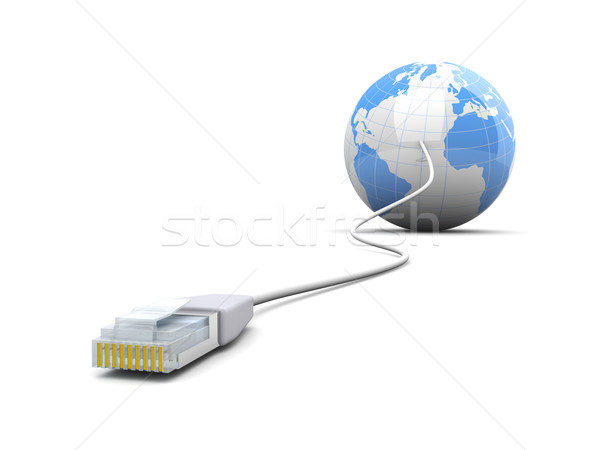 świat 3D świadczonych ilustracja kabel odizolowany Zdjęcia stock © Spectral