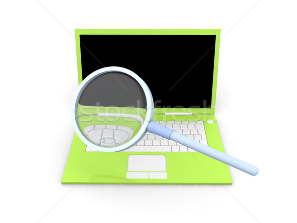 Laptop verifica ilustrare 3d izolat alb sticlă Imagine de stoc © Spectral