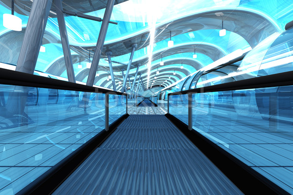 Futuristic metrou statie gara 3D arhitectură Imagine de stoc © Spectral